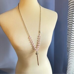 Juicy Couture Gold Tone Necklace w/ Tassel Pendant & Beads